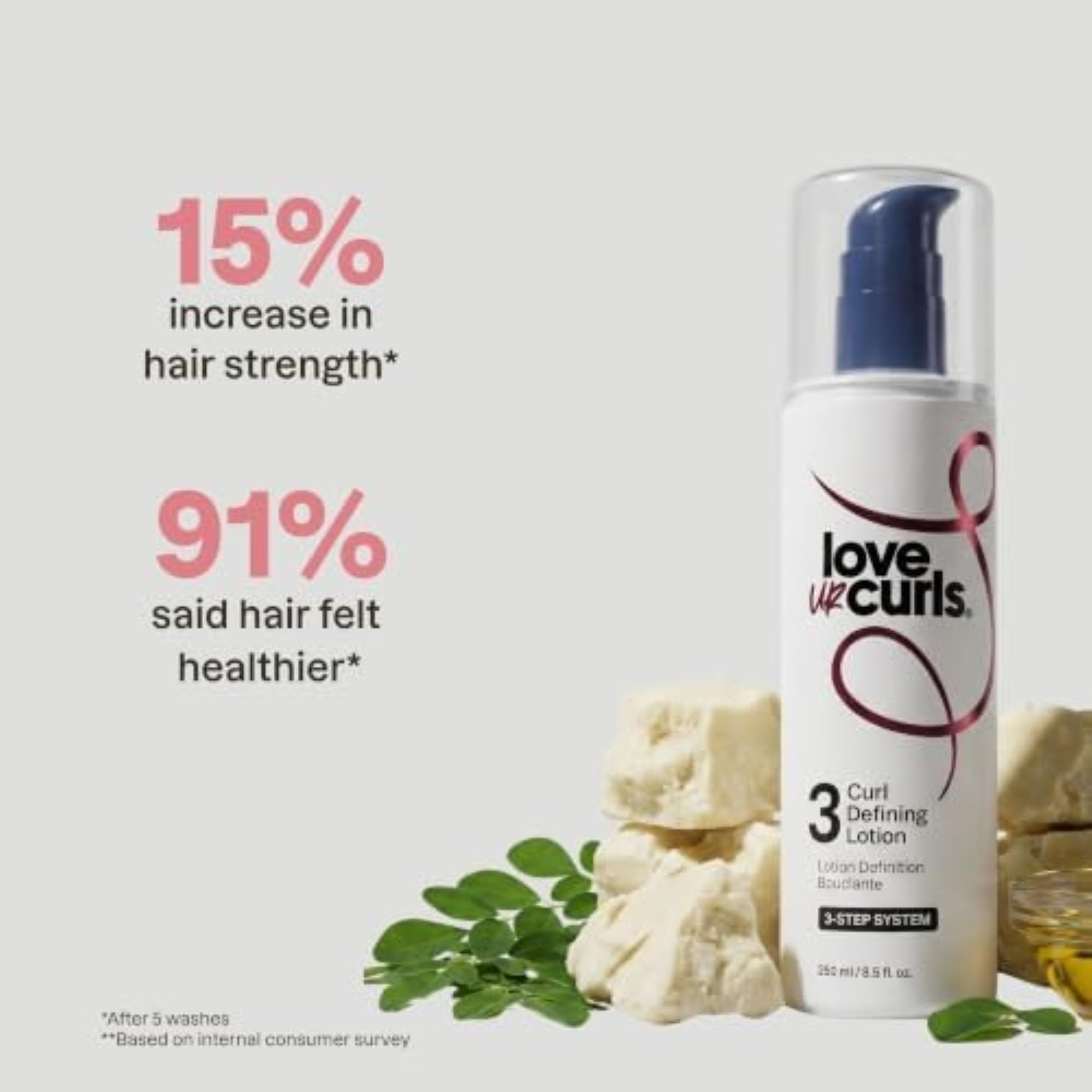 Love Ur Curls etiqueta con información clara sobre fórmula vegana