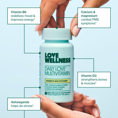 Love Wellness envase abierto con cápsulas listas para uso diario