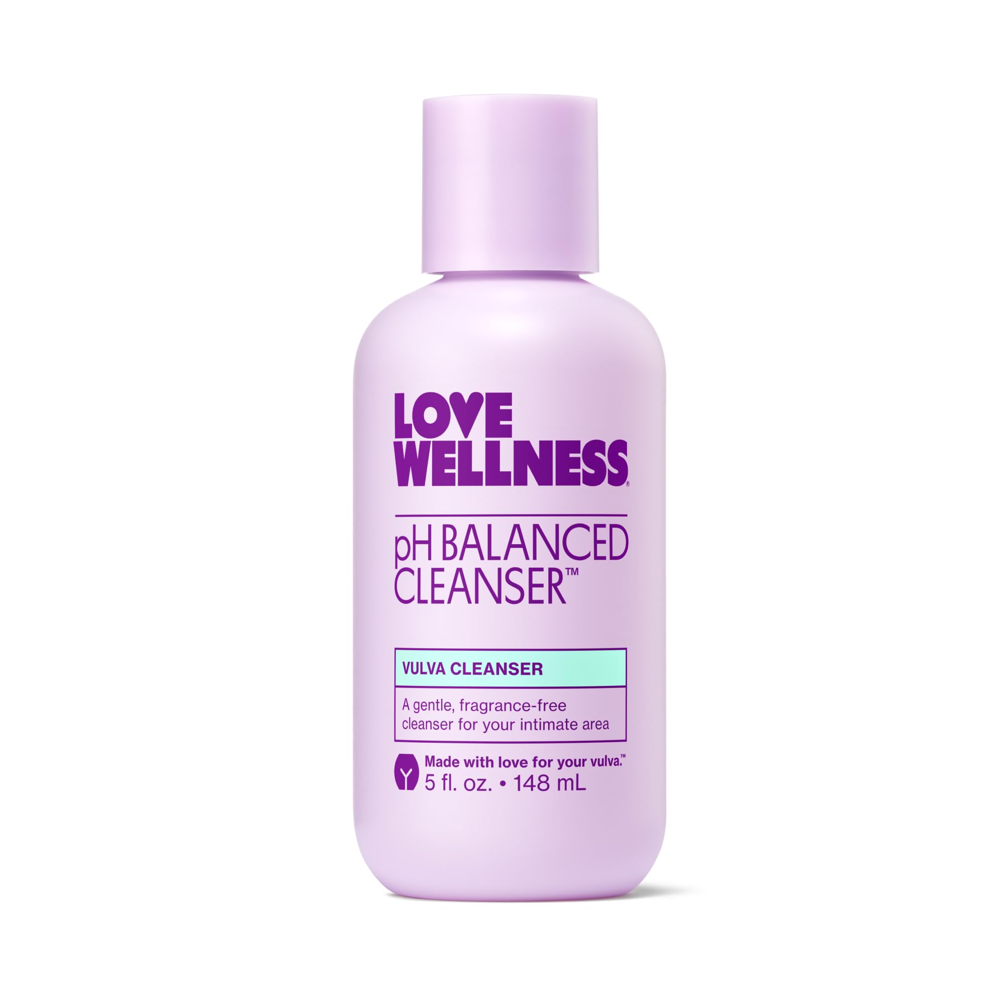 Love Wellness frasco frontal mostrando tamaño y diseño para higiene íntima