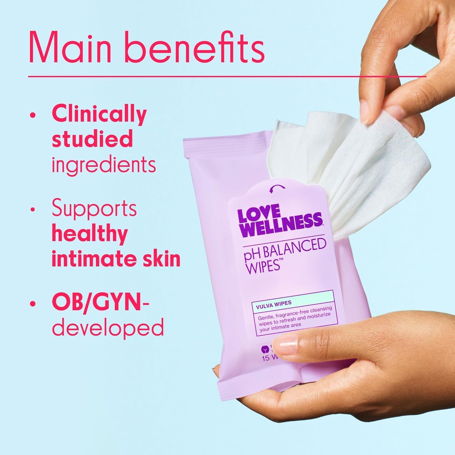 Love Wellness primer plano de textura suave y viscosa de la toallita