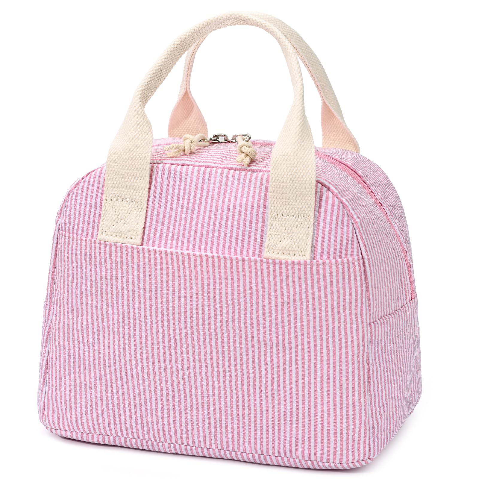 LOVELYWIND bolsa térmica frontal rosa a rayas elegante y espaciosa