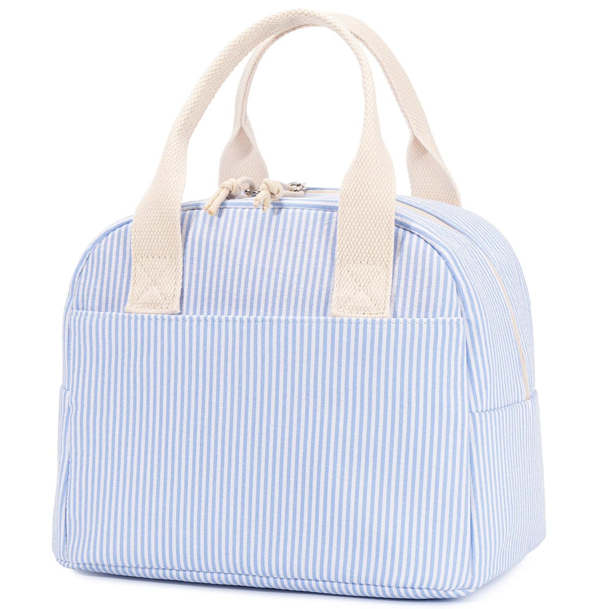LOVELYWIND bolsa frente azul rayas, estilo y capacidad visible