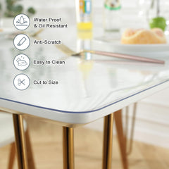 LovePads mesa puesta con protector mostrando resistencia a derrames