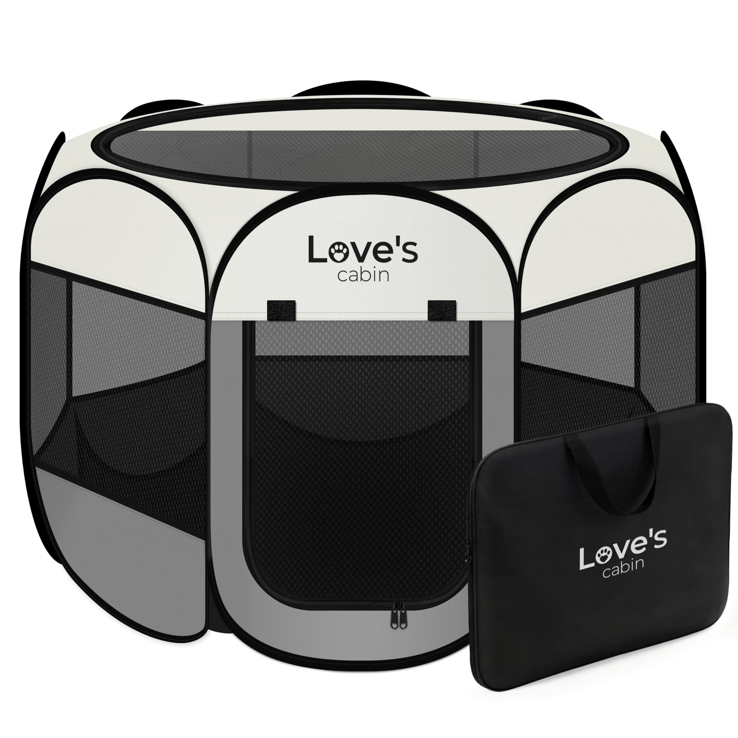 Love's cabin corral frontal gris mostrando apertura y forma segura
