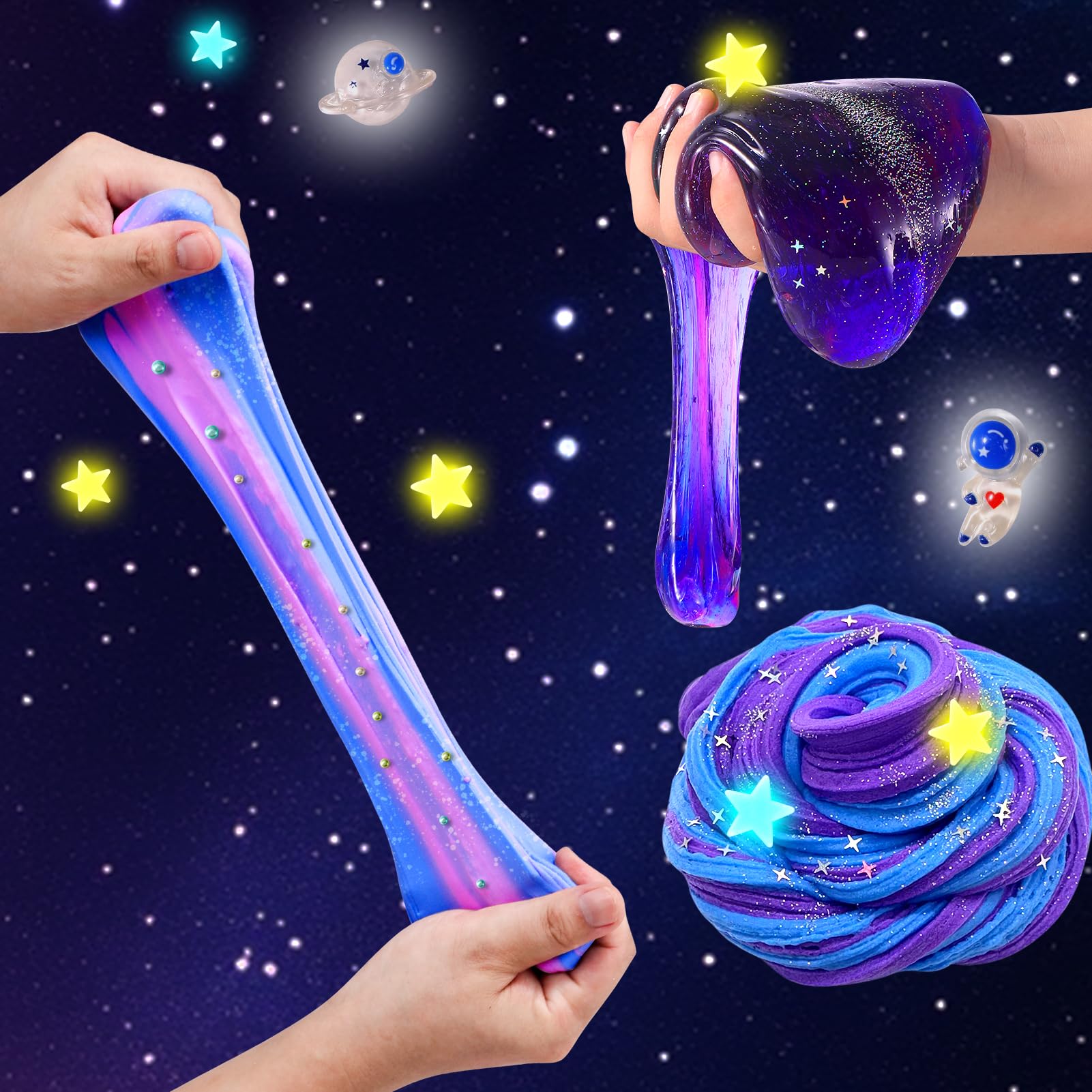 LPFEZRS niño manipulando slime galáctico mostrando participación creativa
