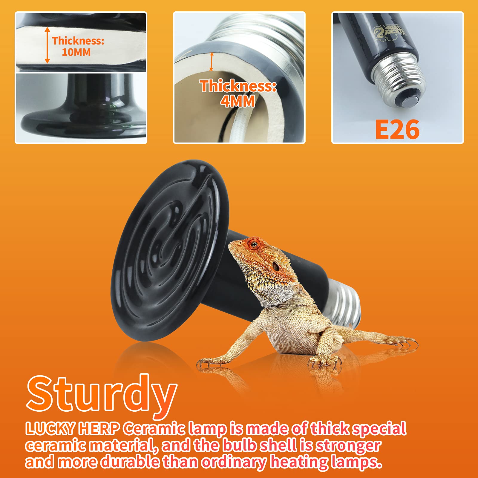 LUCKY HERP etiqueta con especificaciones y seguridad visibles