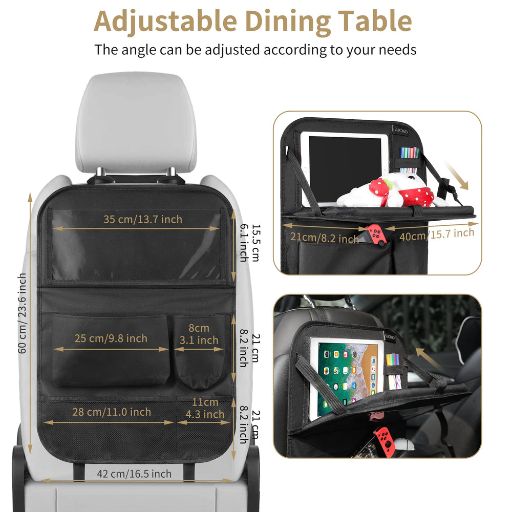LUCMO comparativa de tamaño junto a un asiento mostrando ajuste universal