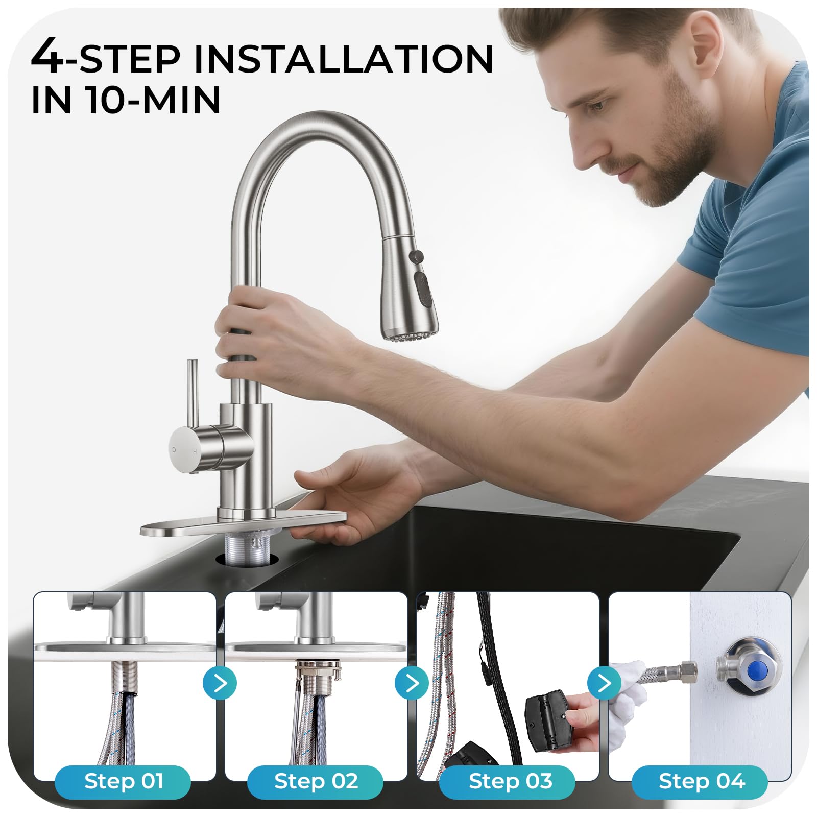 LUFG grifo instalado en cocina moderna mejorando funcionalidad y estética