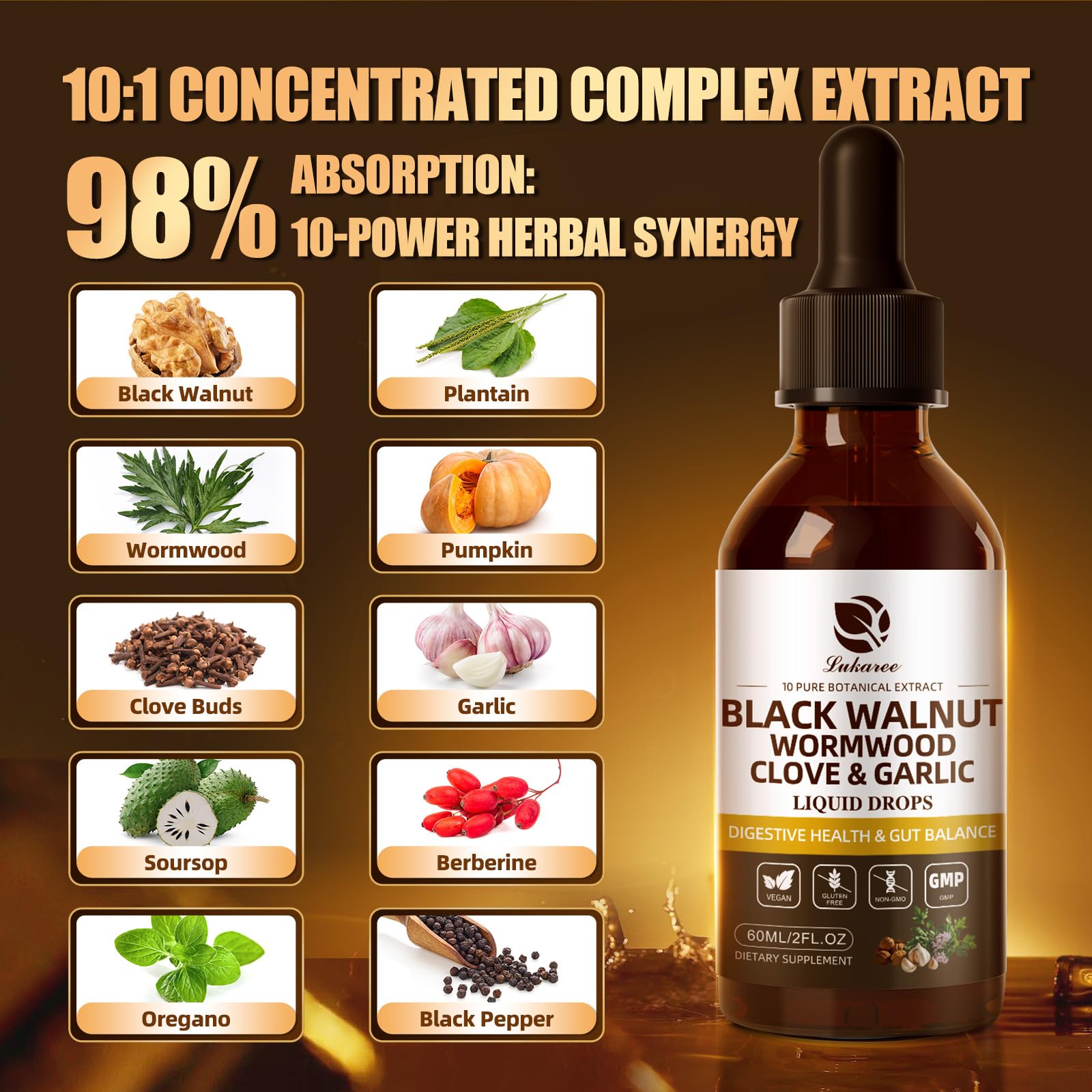 Lukaree etiqueta con lista de ingredientes y beneficios para lectura clara
