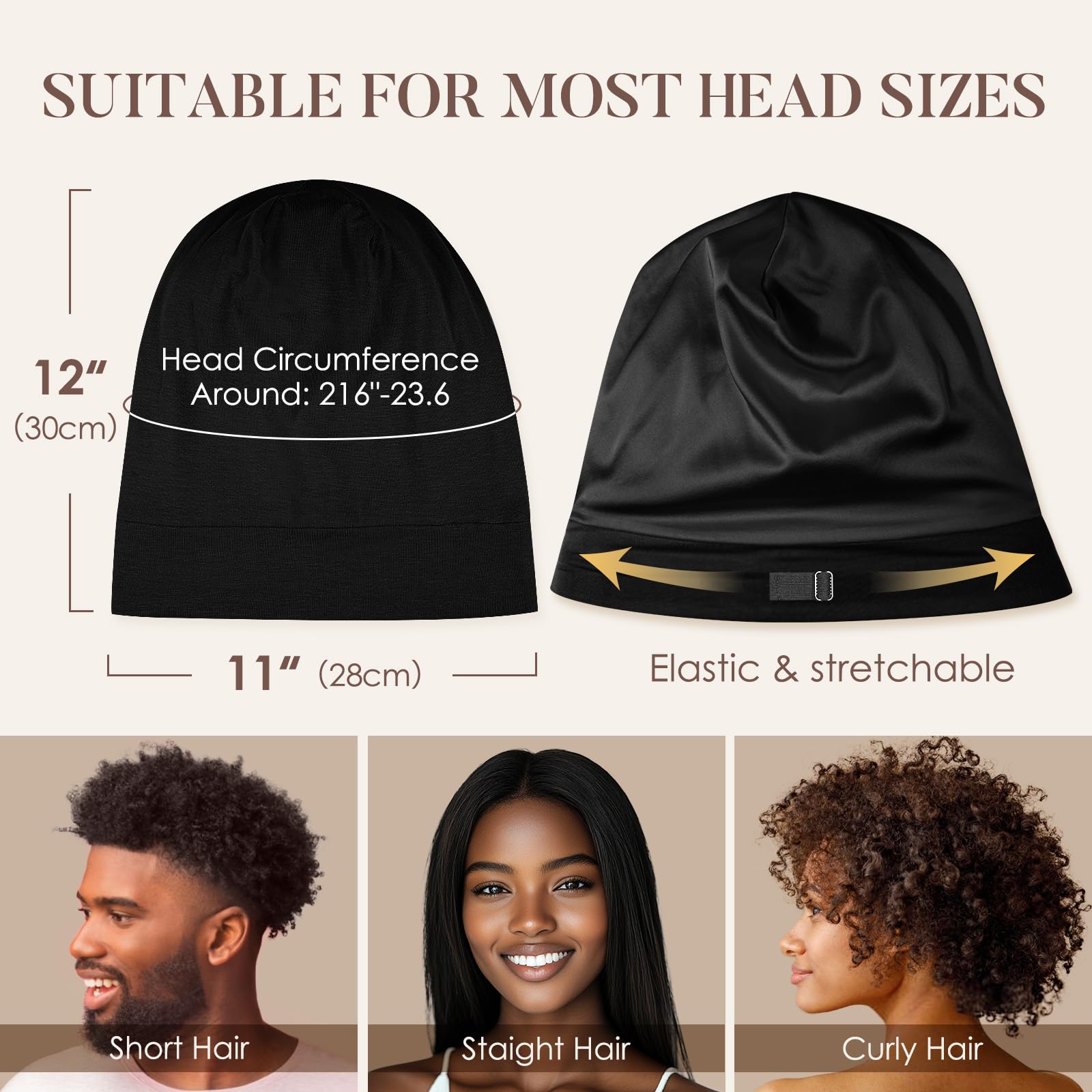 LULUSILK gorro junto a una mano muestra tamaño y capacidad protectora