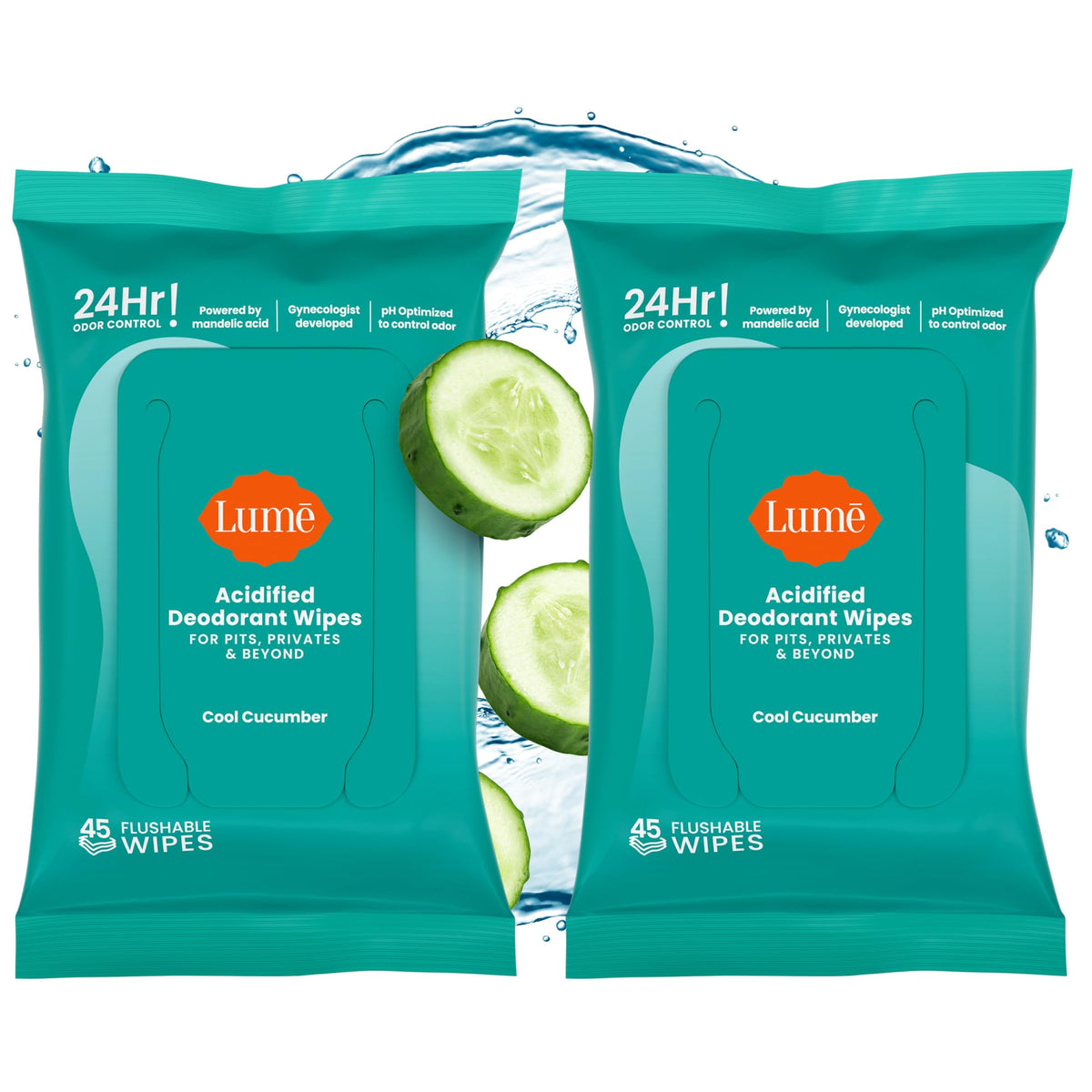 Lume paquete frente pepino mostrando diseño y cantidad 45 toallitas