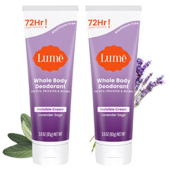 Lume tubo frontal Lavanda y Salvia mostrando empaque claro y beneficios
