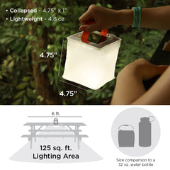 LuminAID Nova dentro de una tienda de campaña proporcionando luz útil