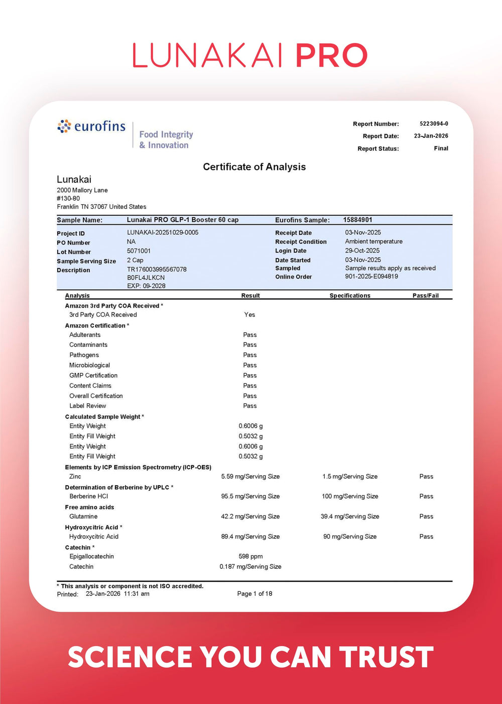 Close-up de la mezcla probiótica Lunakai para salud digestiva