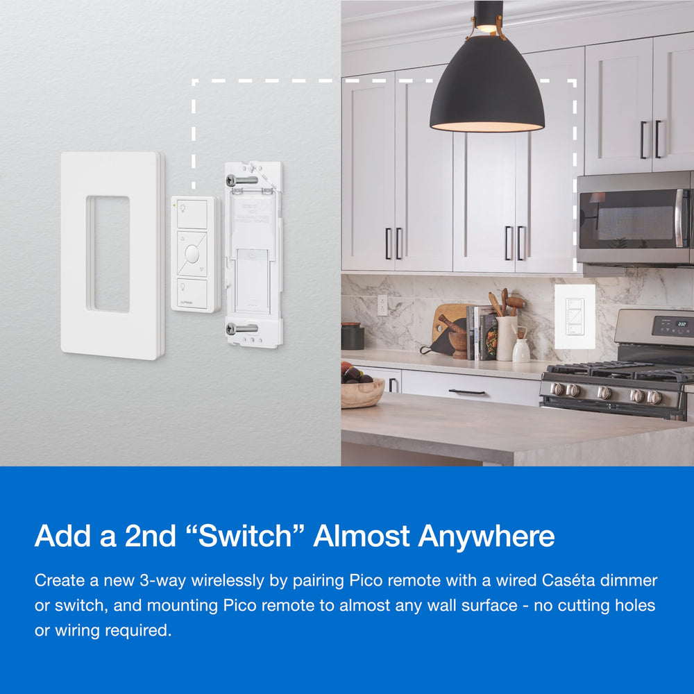 Lutron Caseta detalle del acabado del atenuador y botones táctiles
