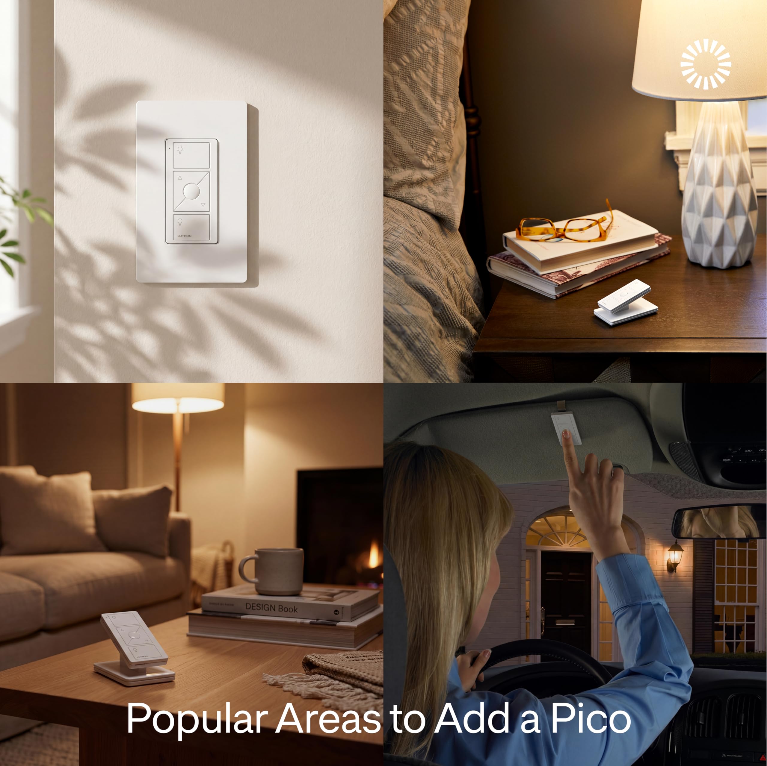 Lutron Pico mando inalámbrico mostrando control remoto práctico