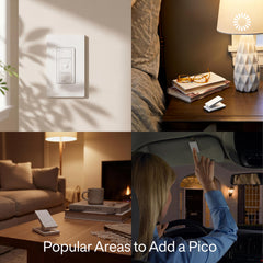 Lutron Pico mando inalámbrico mostrando control remoto práctico