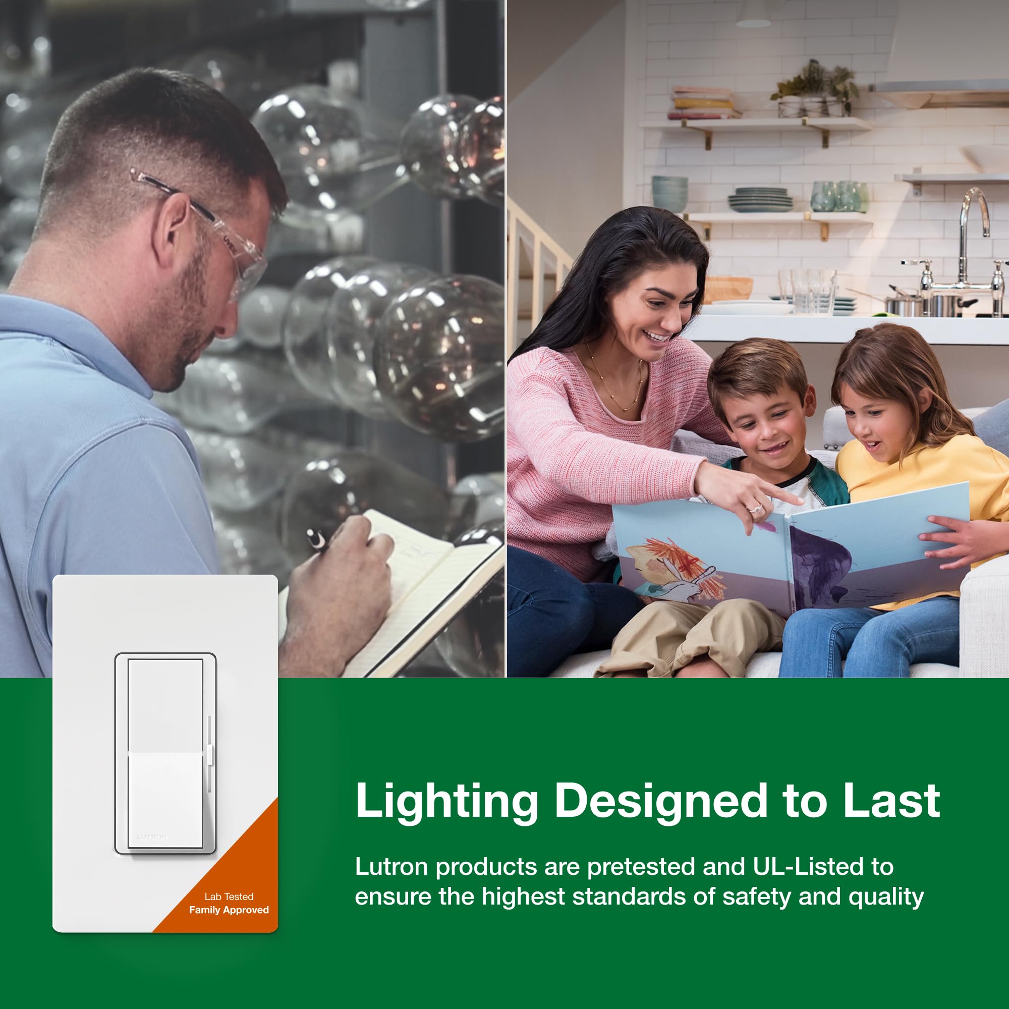 Lutron etiqueta del producto y sello de 10 años, confianza y garantía