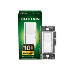 Lutron mostrando el frente del regulador Diva LED+ con pala, facilidad de uso