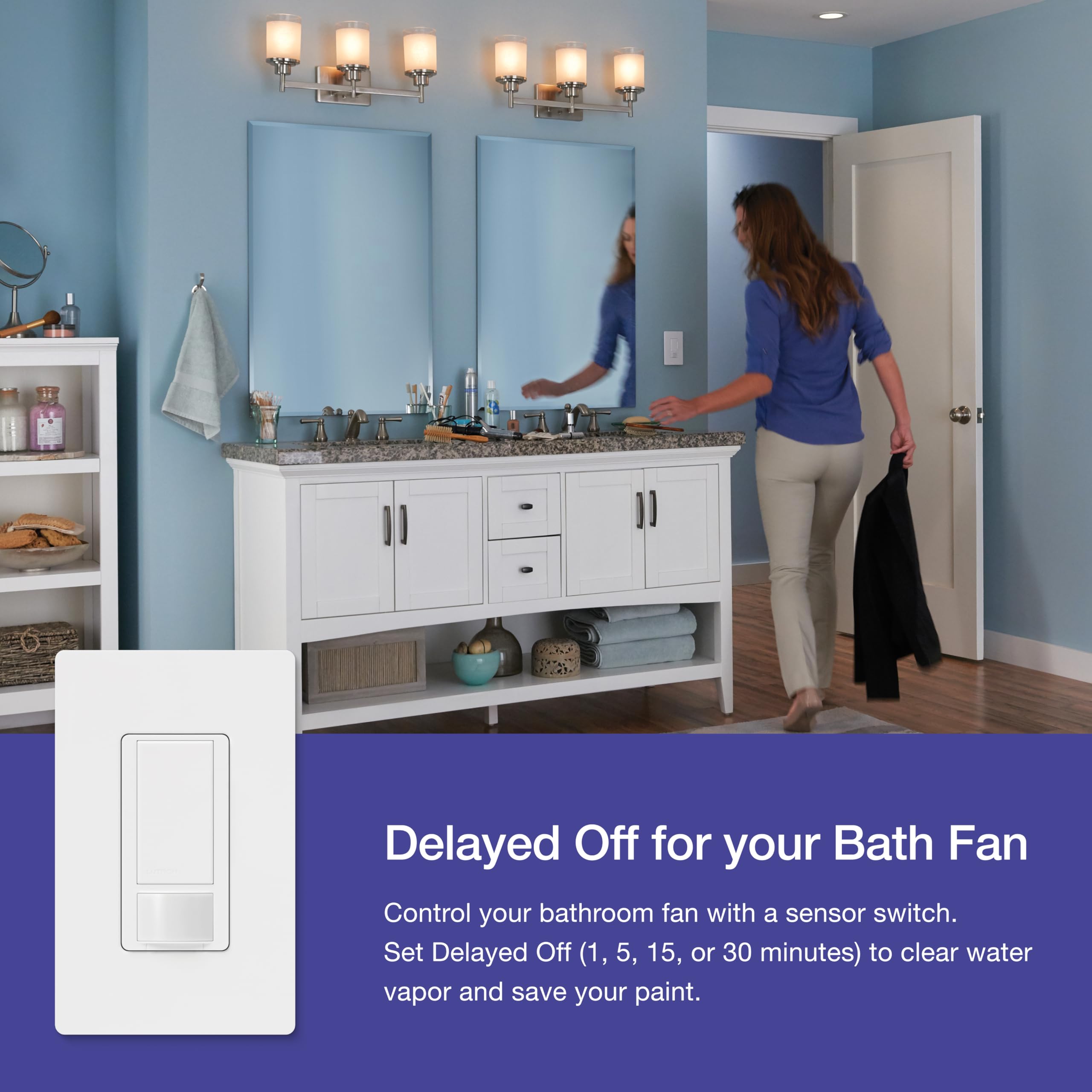 Lutron Maestro instalado en lavandería, ahorro energético en espacios de trabajo