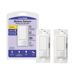 Lutron Maestro vista frontal con botones claros y diseño compacto, facilidad de uso