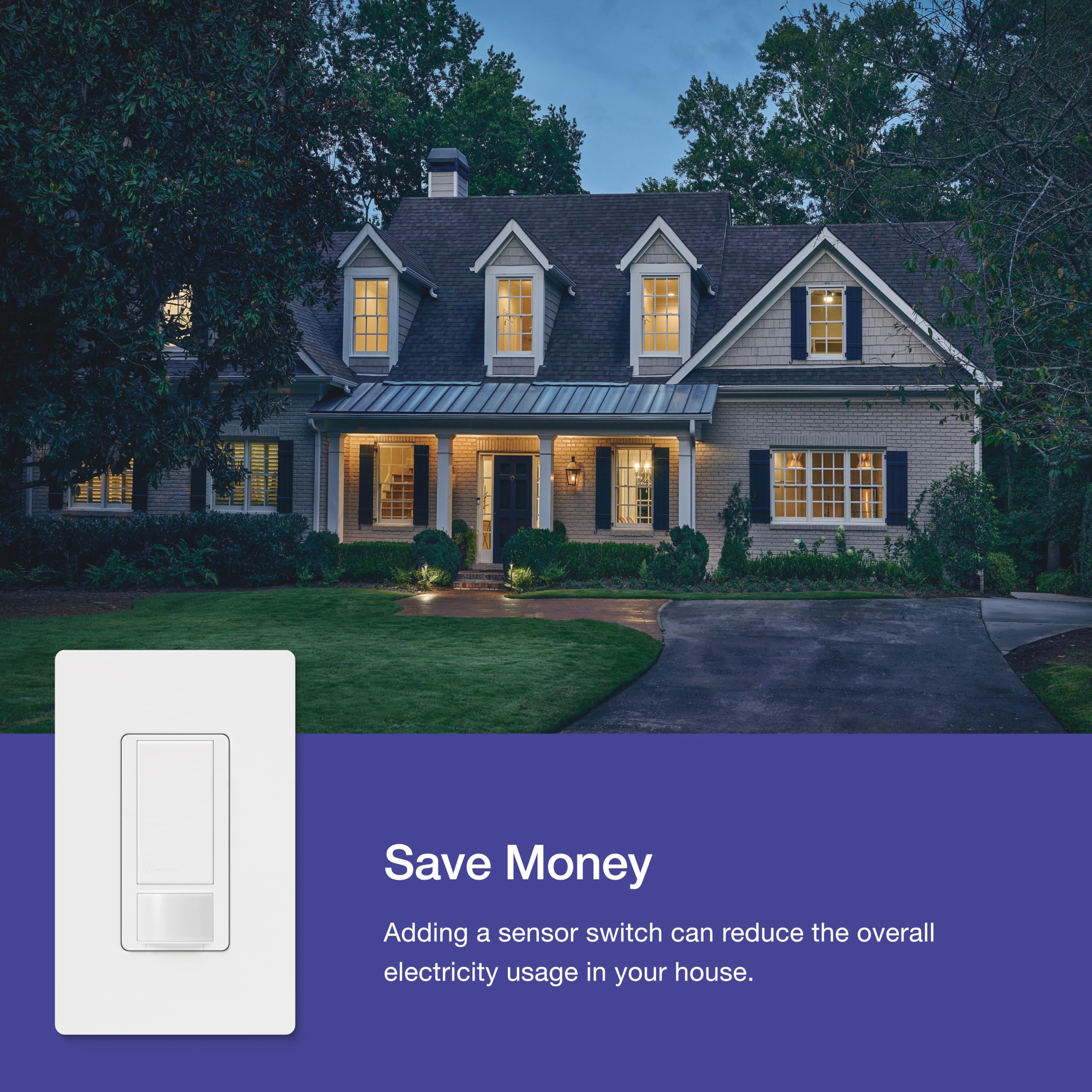 Lutron Maestro primer plano del sensor de movimiento, detección precisa