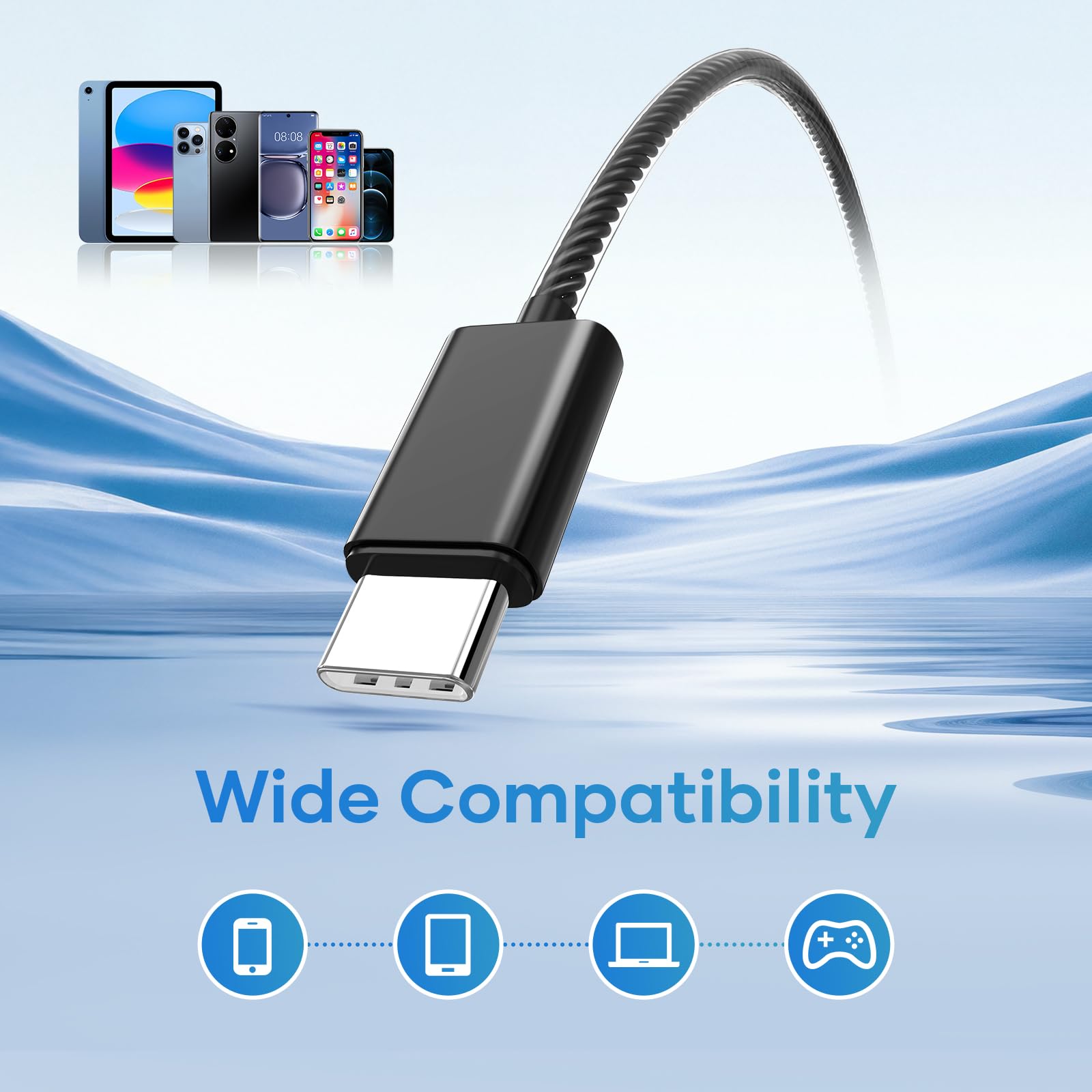 LWZCAM comparación de escala mostrando cable 1.2 metros, alcance cómodo