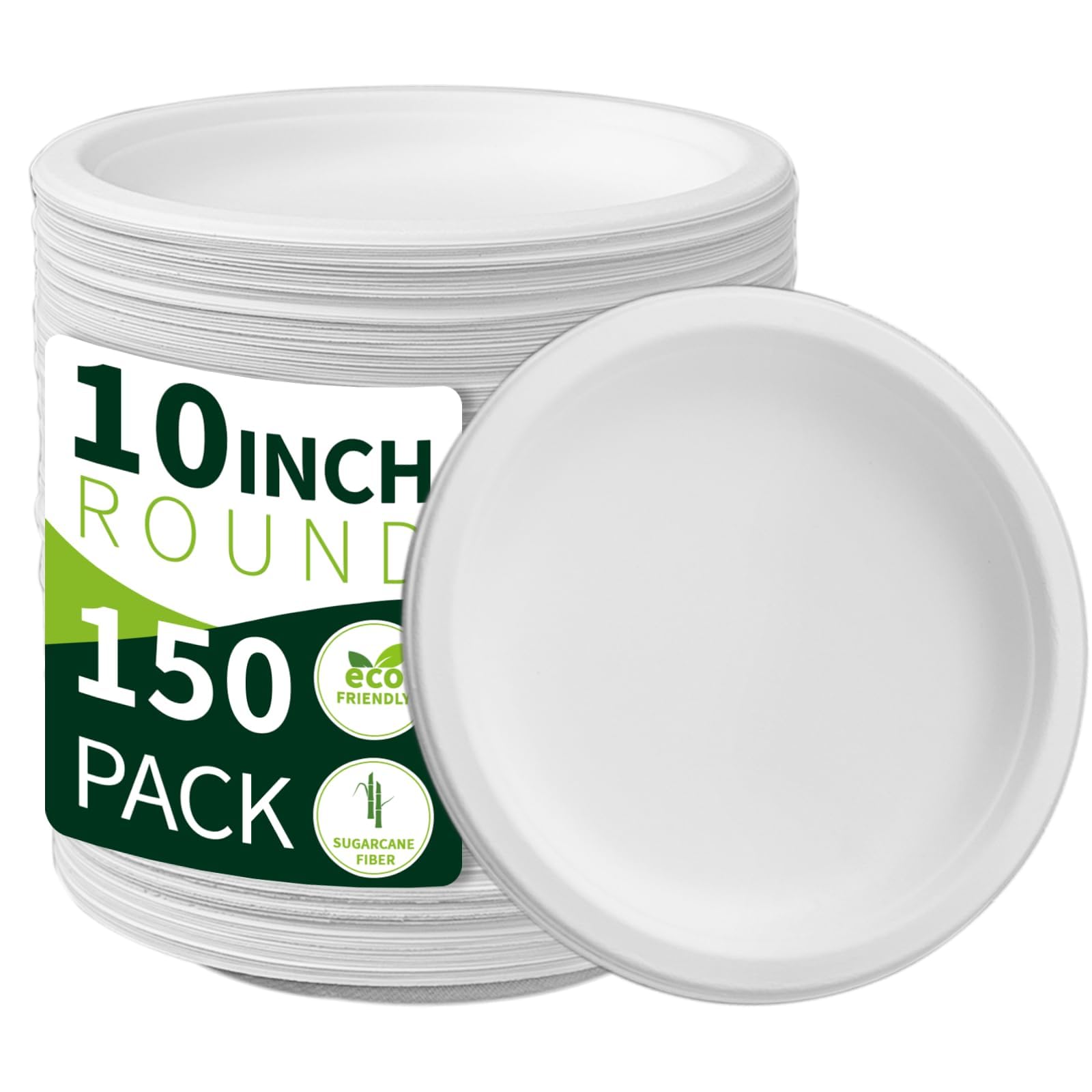Lxins ECO plato frontal blanco 10" mostrando tamaño y diseño resistente