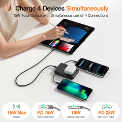 LYAOAO cables integrados USB-C y Lightning listos para cargar sin llevar cables