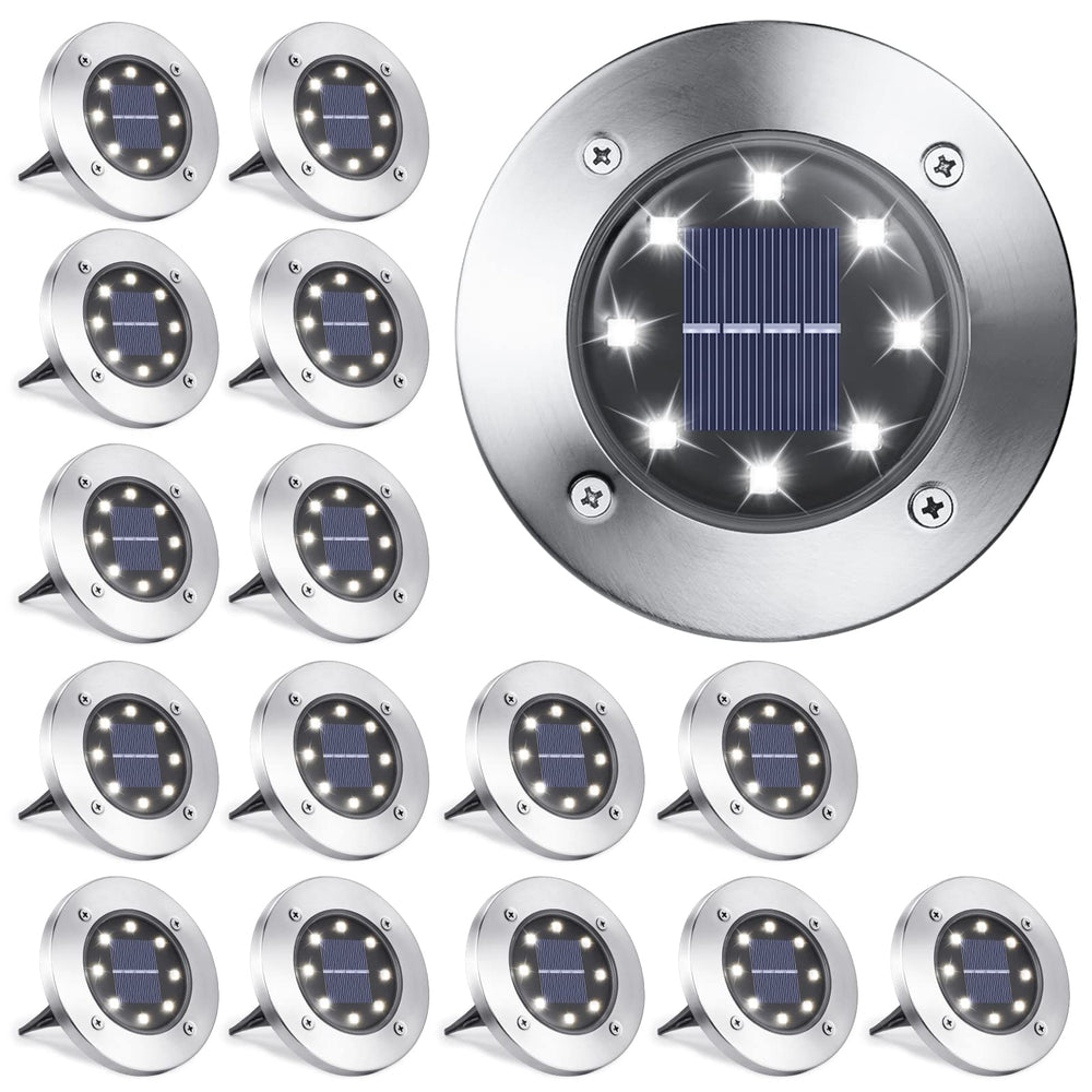 LYHOPE pack frontal de 16 luces solares mostrando diseño y color blanco para iluminación exterior