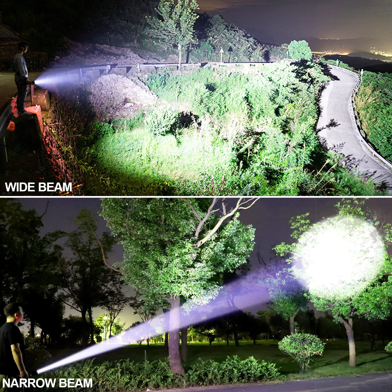 Lylting en campamento nocturno iluminando sendero con gran alcance