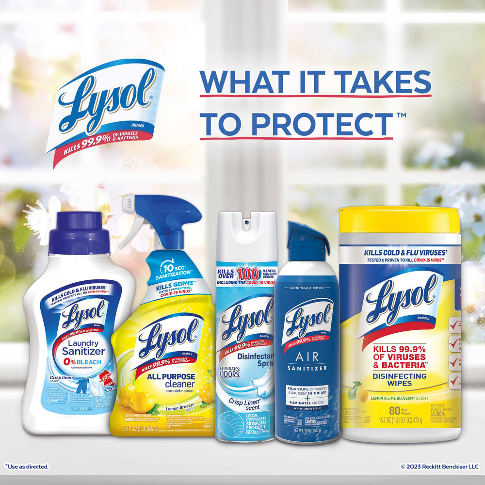 Lysol etiqueta del envase con instrucciones e información de ingredientes útiles