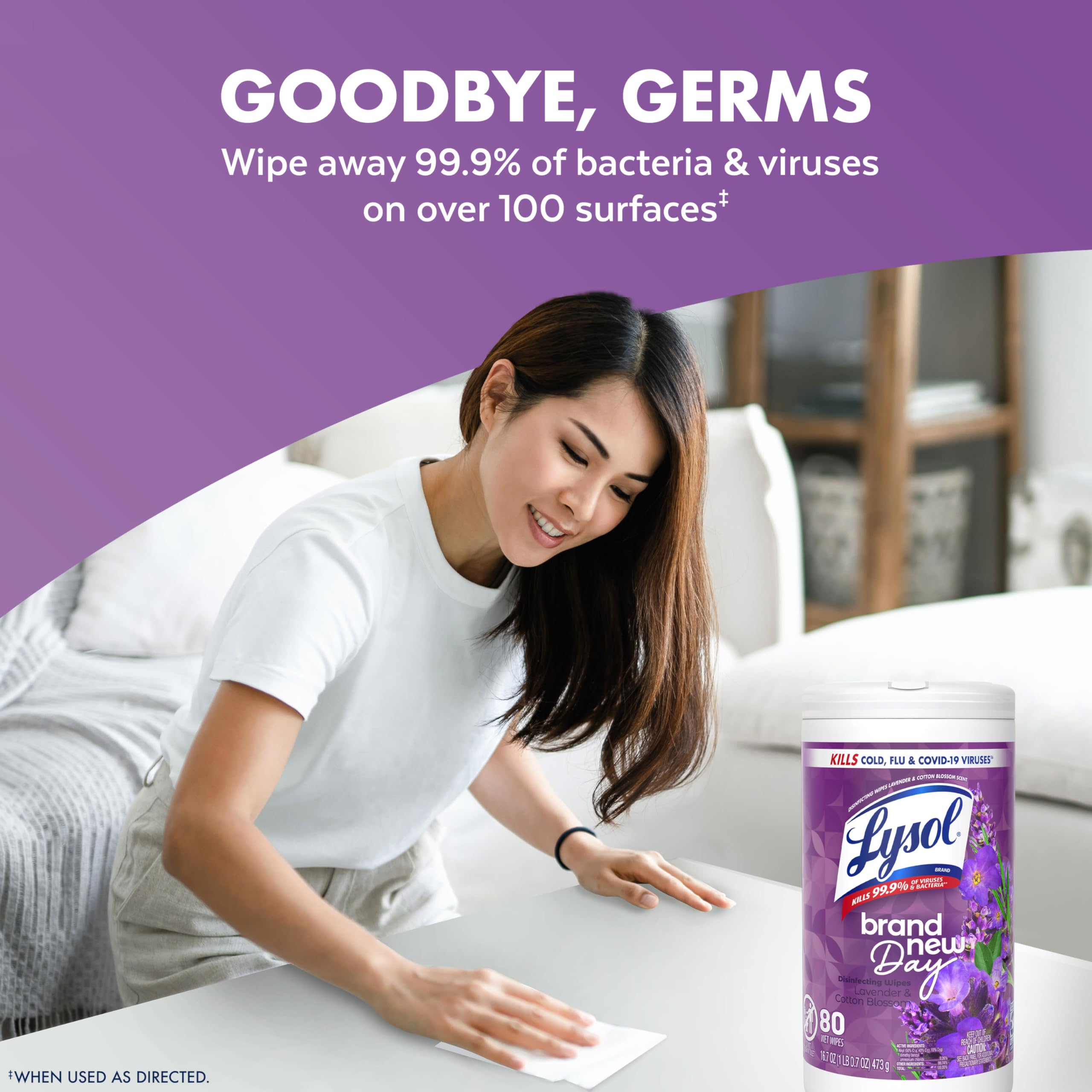 Lysol etiqueta con ingredientes y registro EPA, seguridad informativa