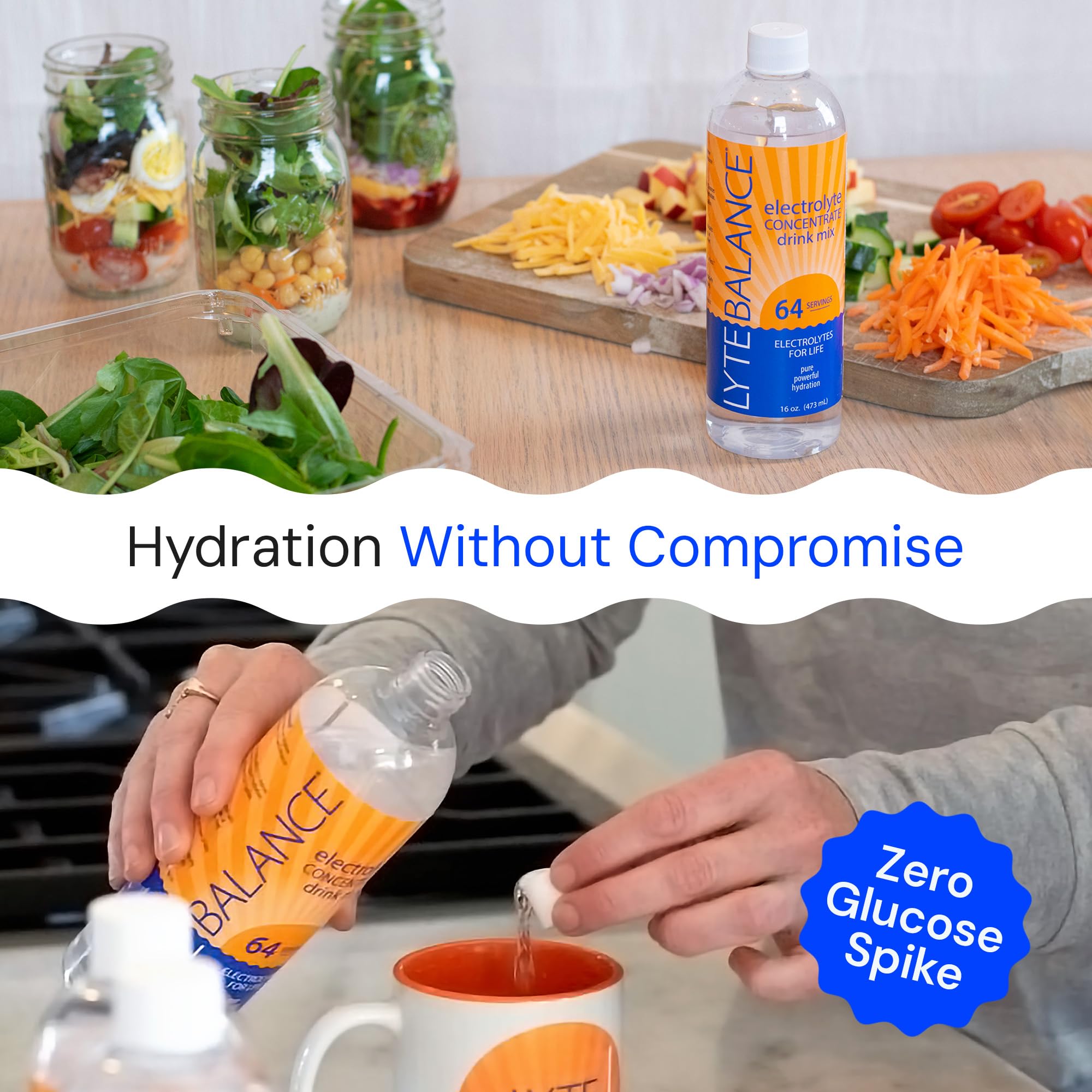 LYTE BALANCE en cocina casera junto a ingredientes para uso culinario