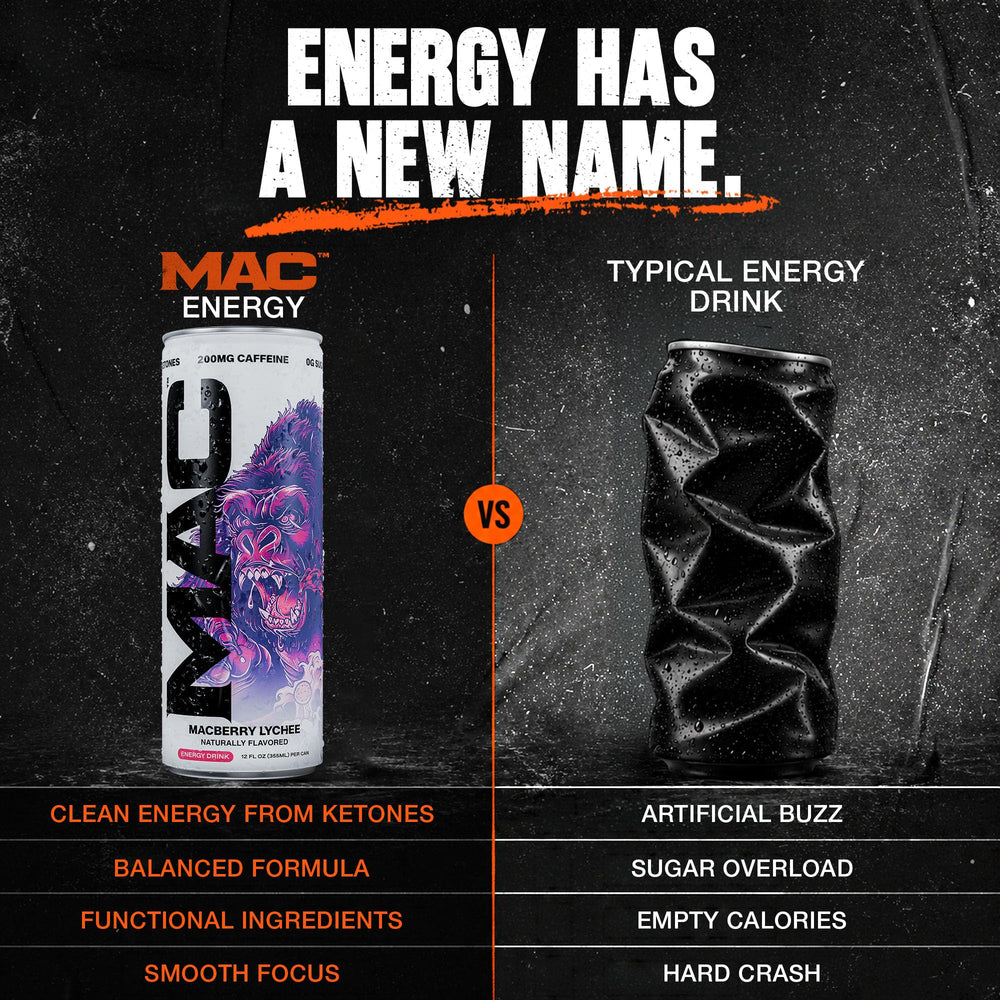 MAC Energy vertido en vaso mostrando color y carbonatación