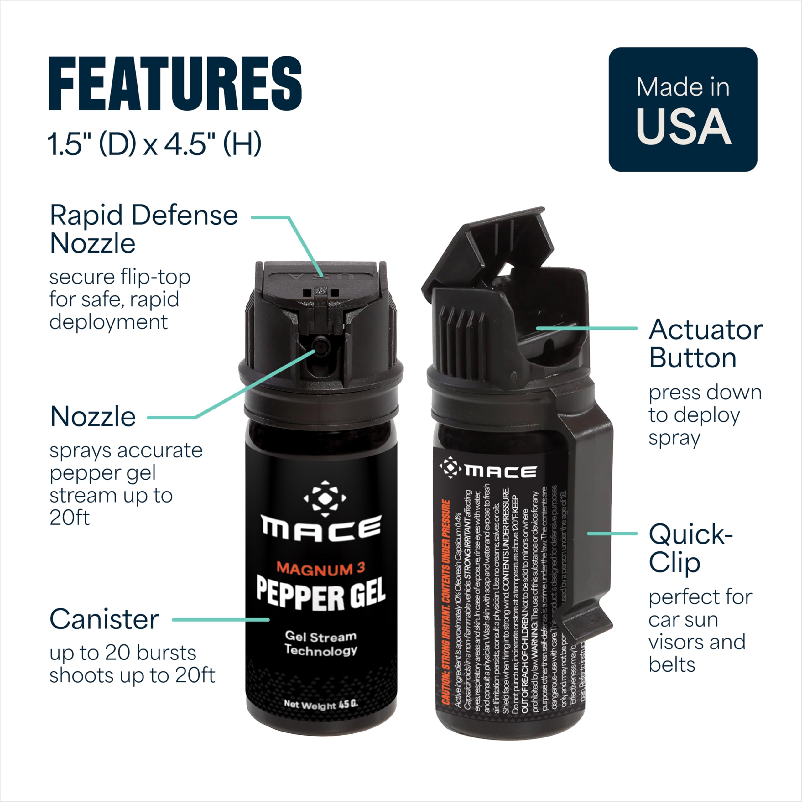 Mace Magnum 3 en uso exterior demostrando distancia segura y eficacia