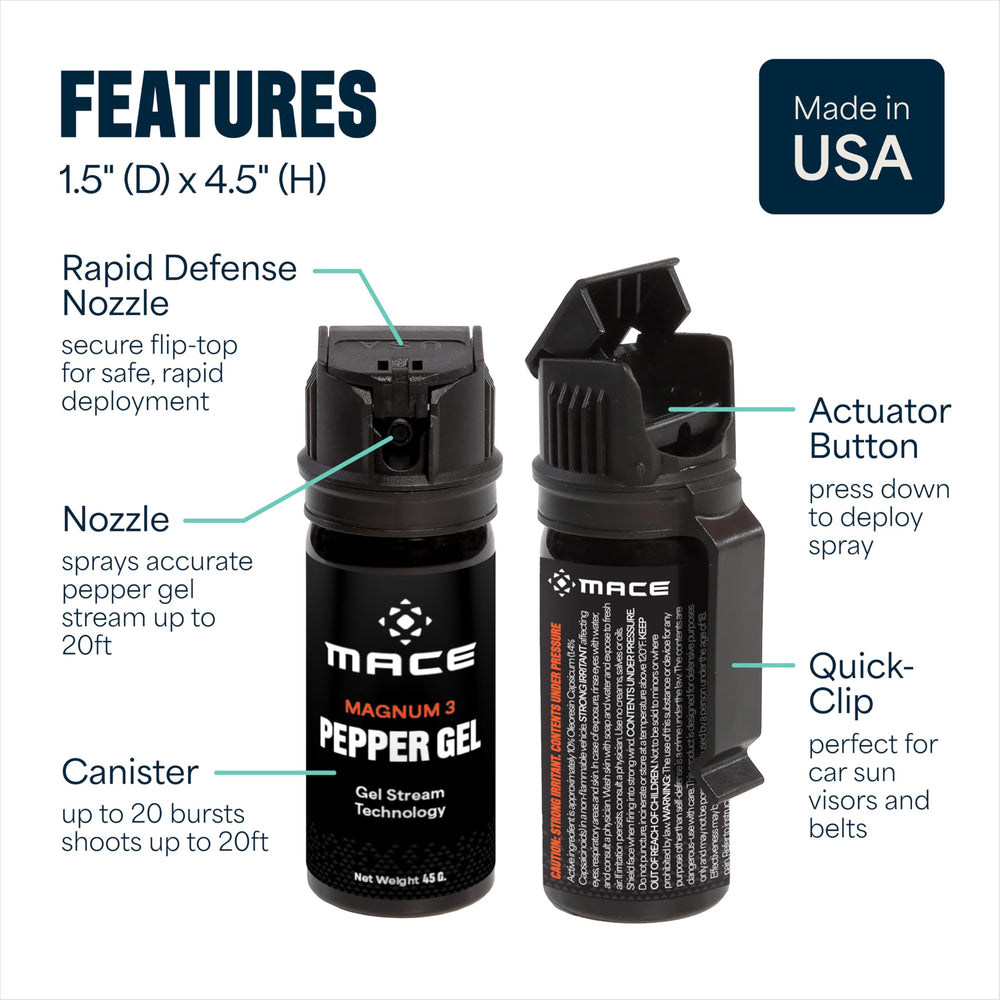Mace Magnum 3 en uso exterior demostrando distancia segura y eficacia