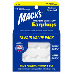 Mack's empaque frontal mostrando 18 pares y beneficio de protección cómoda