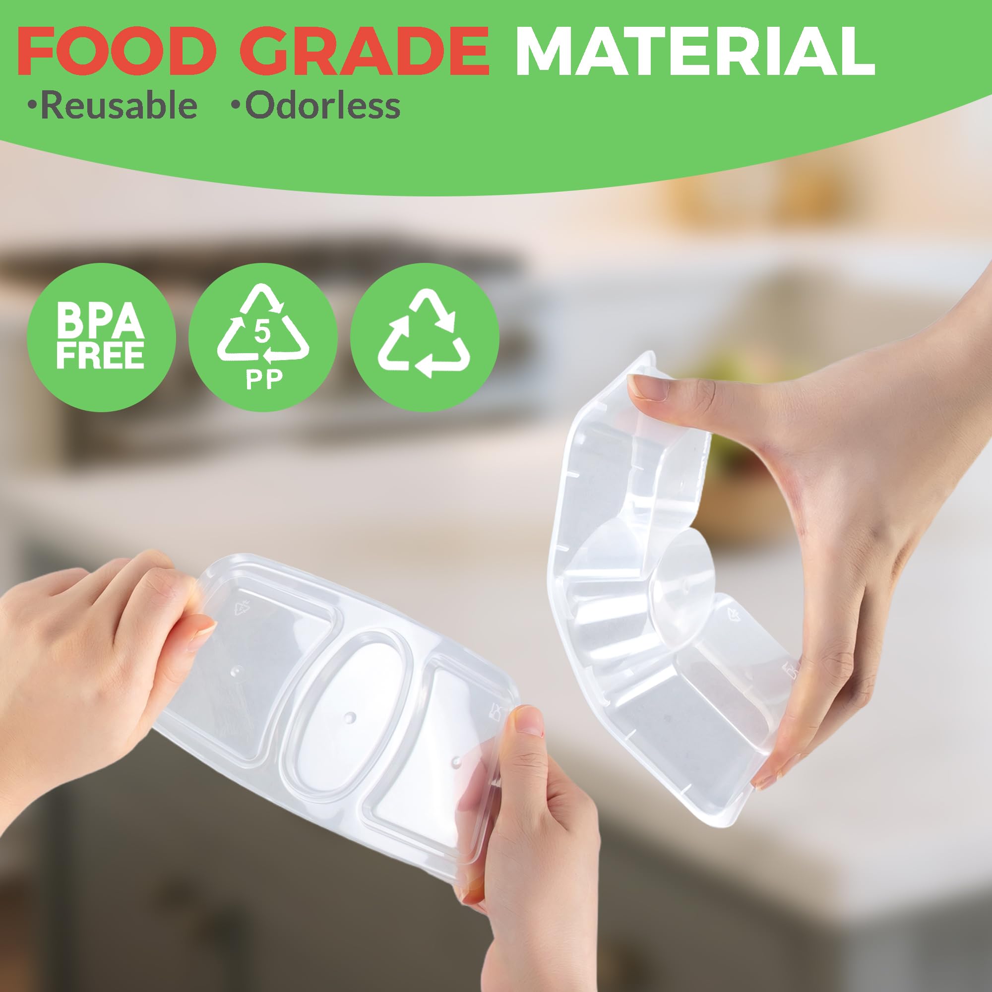 MACTANO vista cercana de los tres compartimentos para separar alimentos