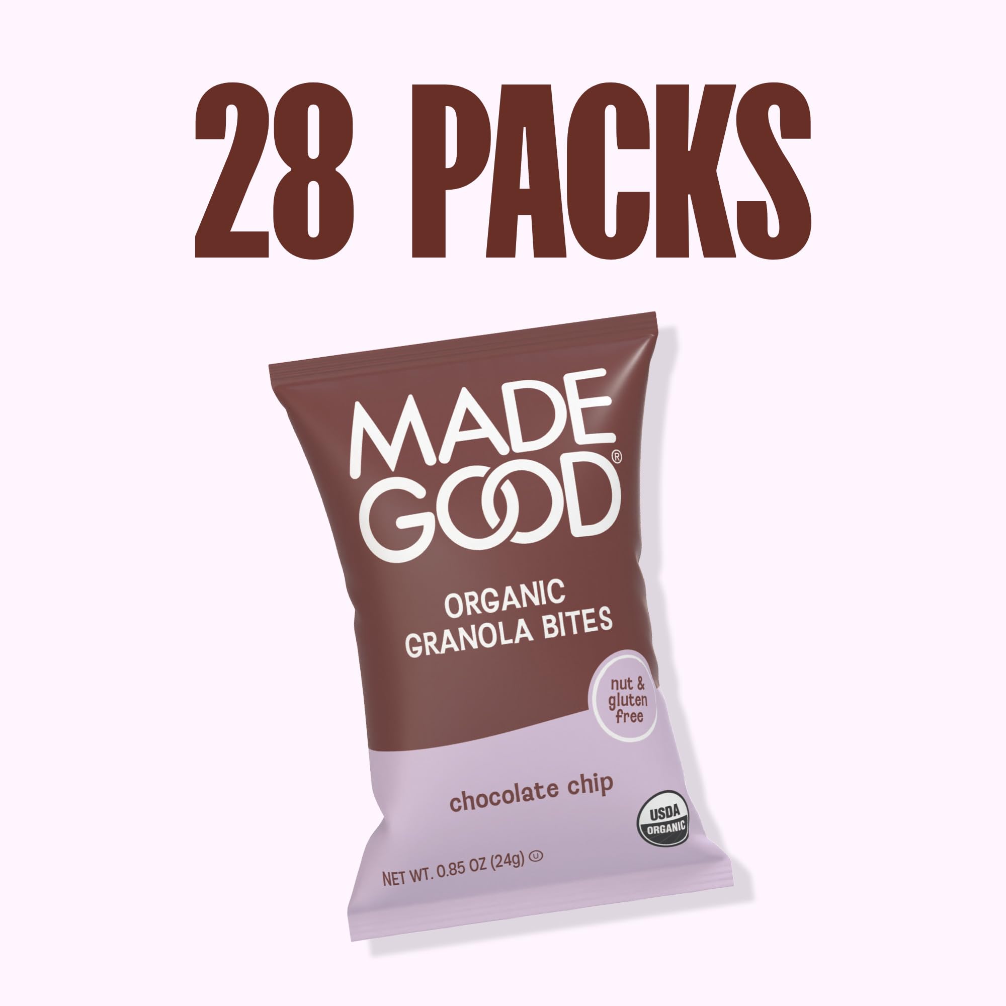MadeGood escena de merienda con café y bocados, formato conveniente