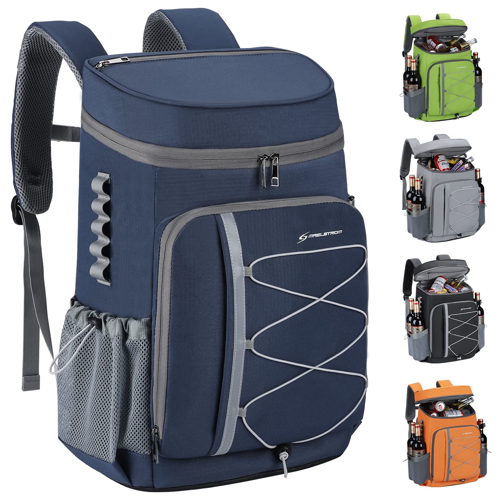Maelstrom front view showing packed cooler and organized storage, easy transport benefit