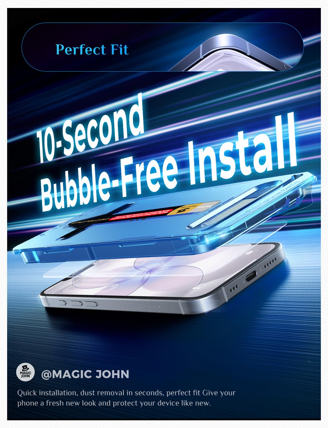 MAGIC JOHN protector comparado con una mano para escala y ajuste preciso