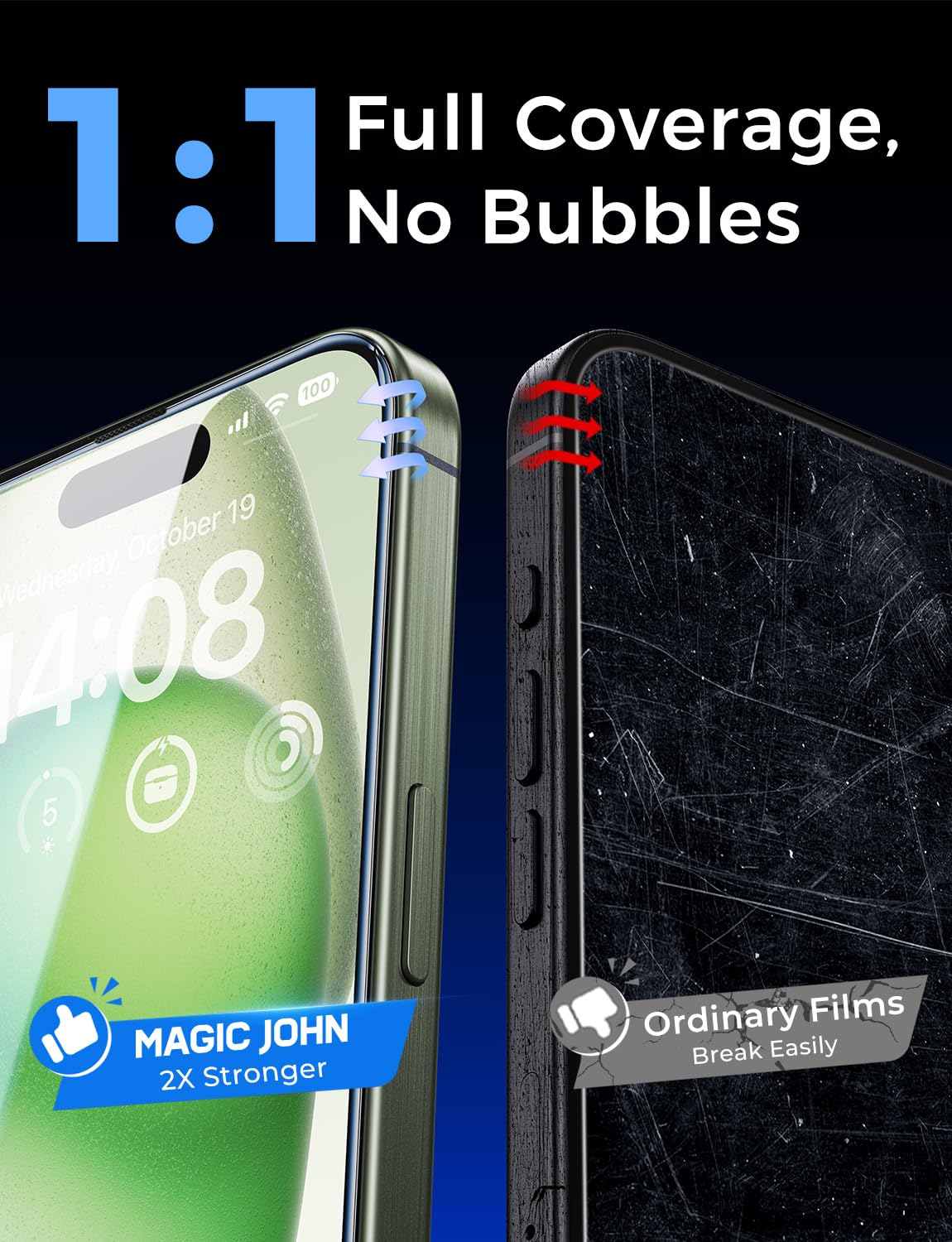 MAGIC JOHN comparación de tamaño 6.7 pulgadas junto a regla, confirma ajuste exacto