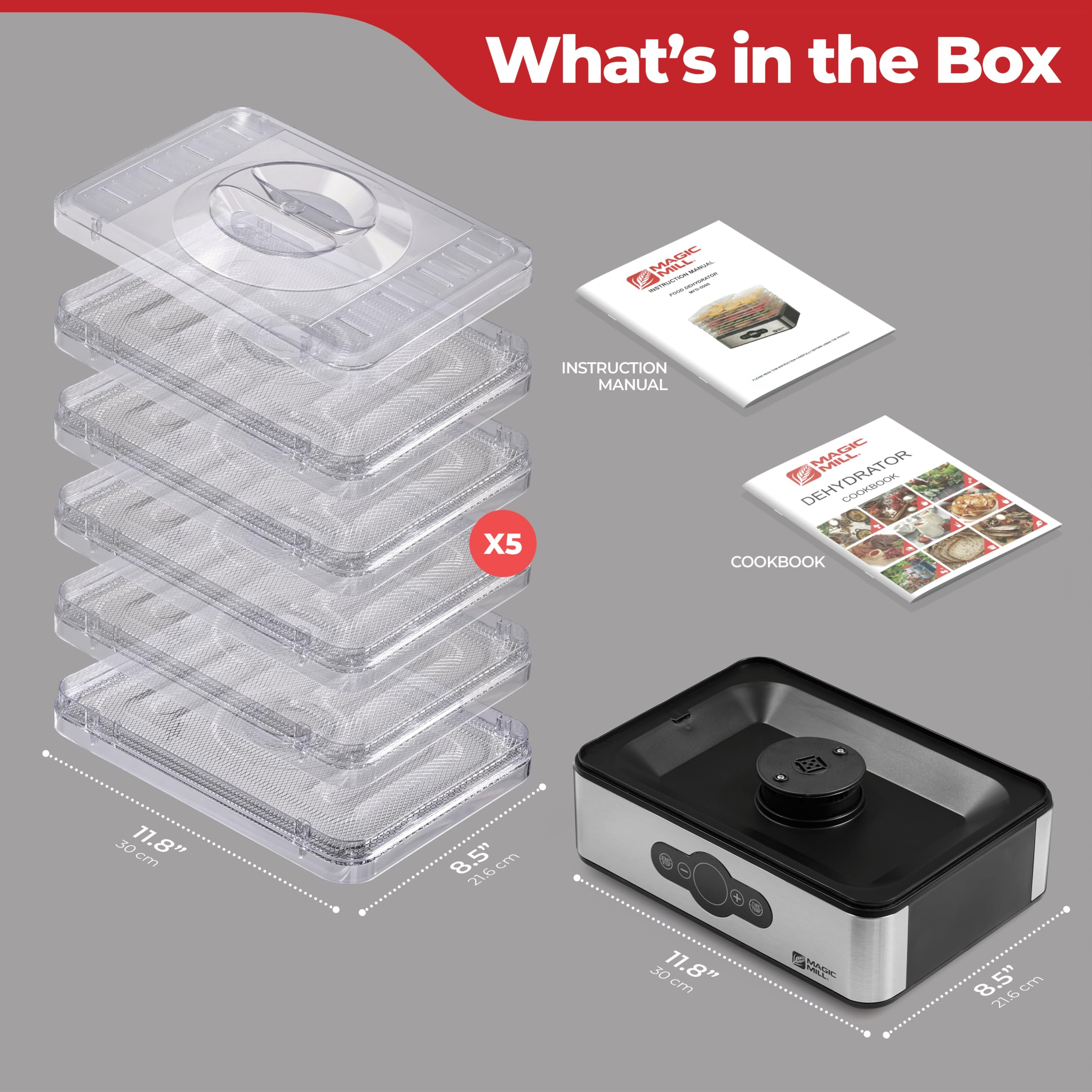 Magic Mill cuerpo de plástico libre de BPA y base de acero, limpieza y resistencia