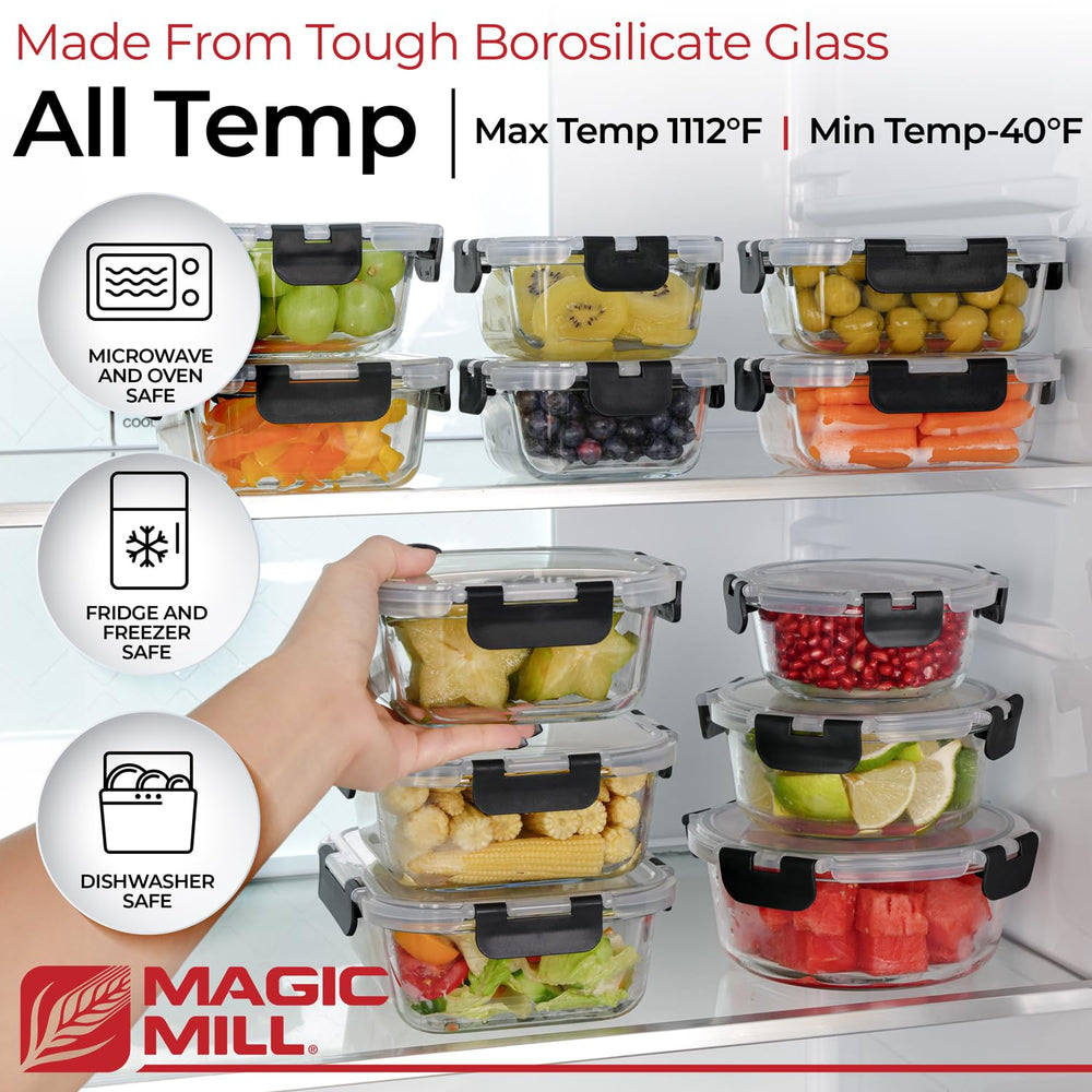 Magic Mill detalle de tapa con cierre snap-lock y sello de silicona para evitar filtraciones