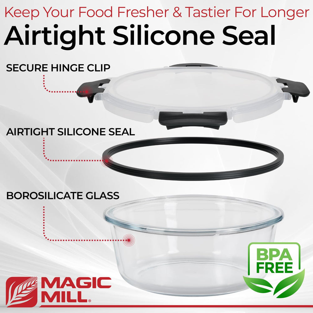Magic Mill recipiente rectangular con comida lista para llevar, conveniencia para meal prep