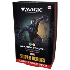 Magic: The Gathering Wakanda Forever deck box front showing artwork and storage benefit