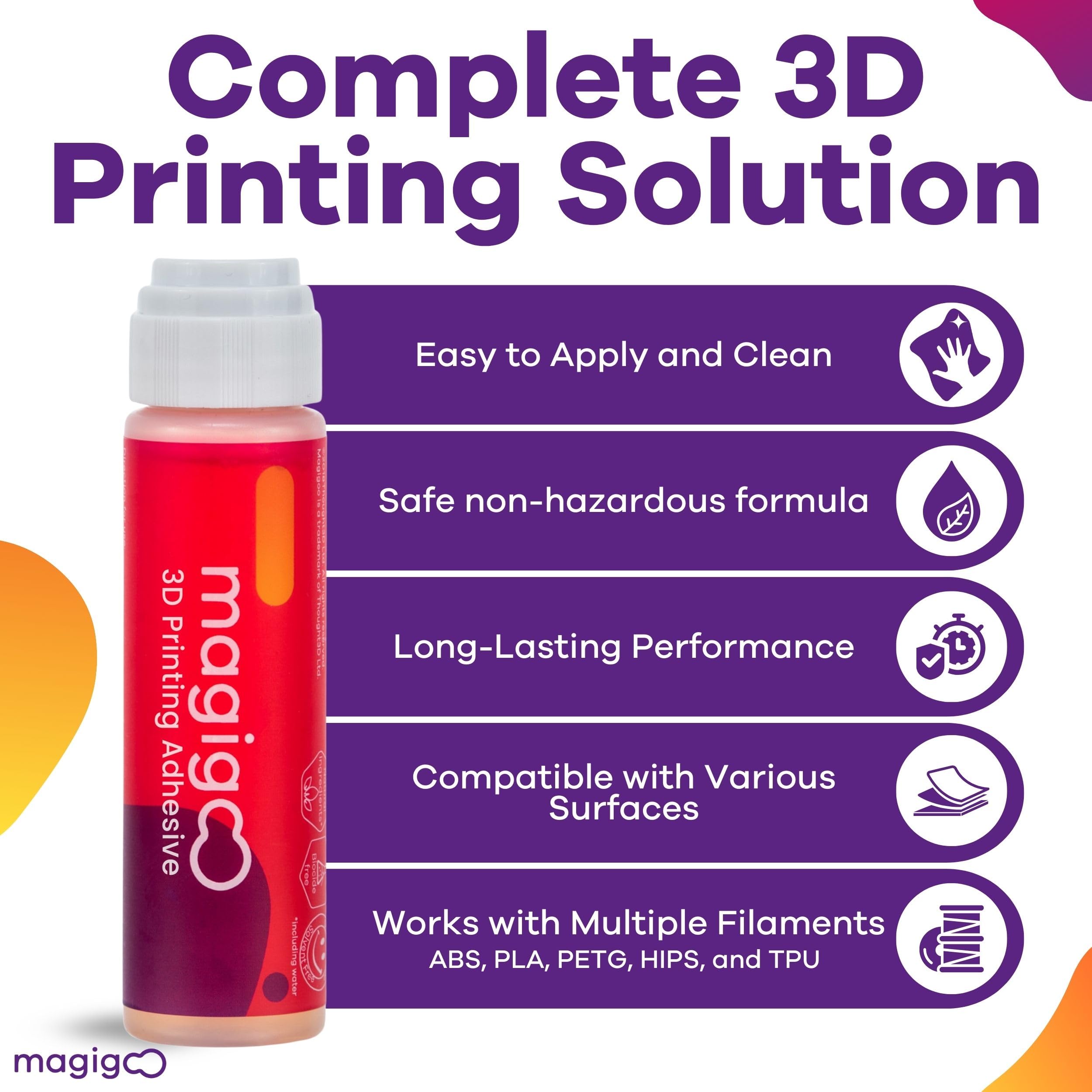 Magigoo MO2016 applicator close-up showing nozzle for precise, mess-free application