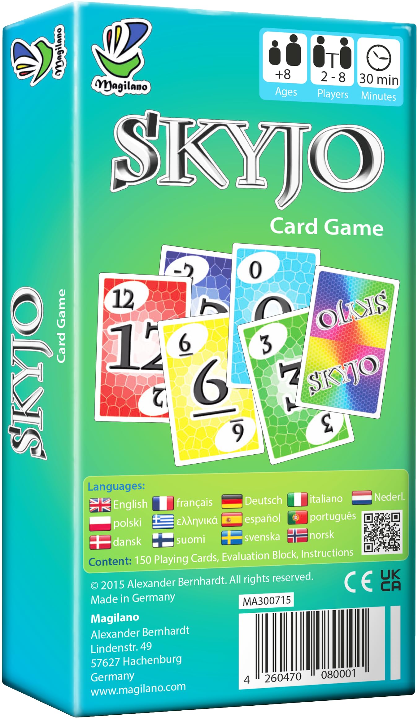 magilano SKYJO cartas sobre mesa destacando variedad de valores