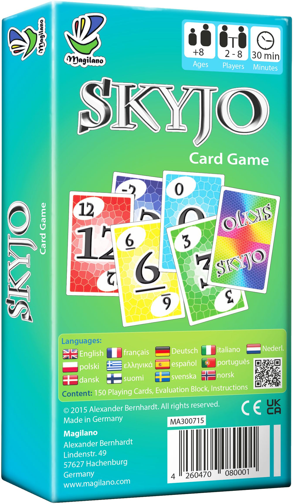 magilano SKYJO cartas sobre mesa destacando variedad de valores